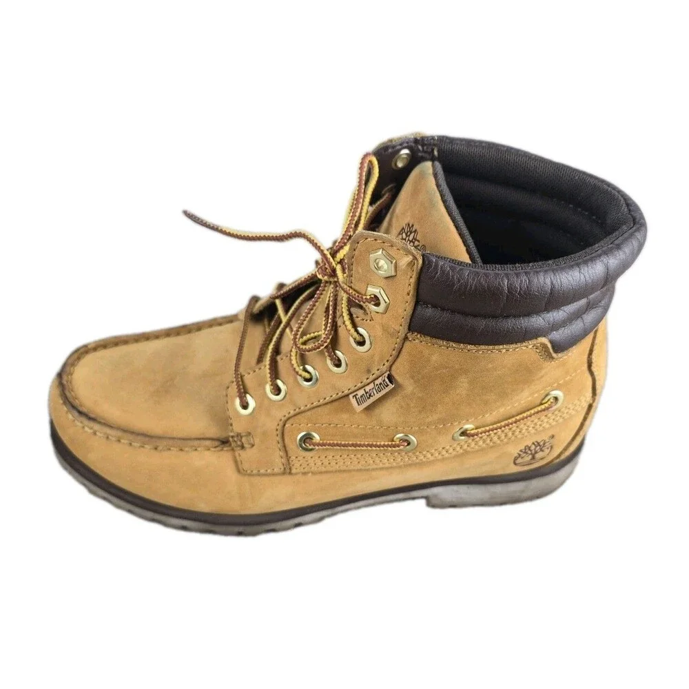 Timberland Oakwell Boots Men's Sz US 8.5M Leather 7-Eye Moc Lace Up Tan Ankle